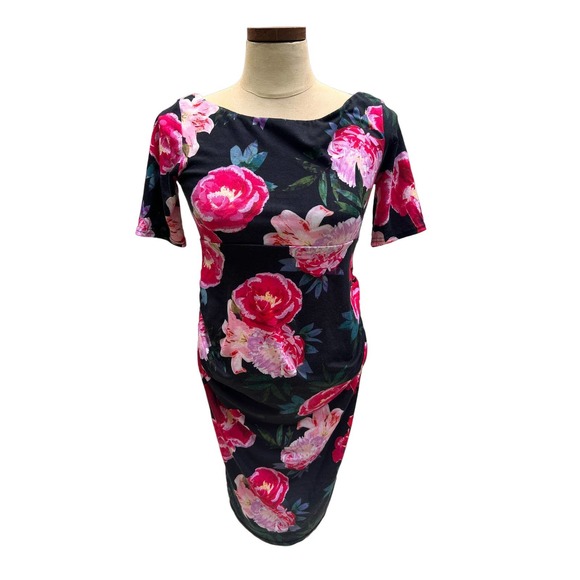 ASOS Maternity Rose Print Bodycon Dress Size 4 - Scoop Neck, 3/4 Sleeve, Stretch - Picture 16 of 16